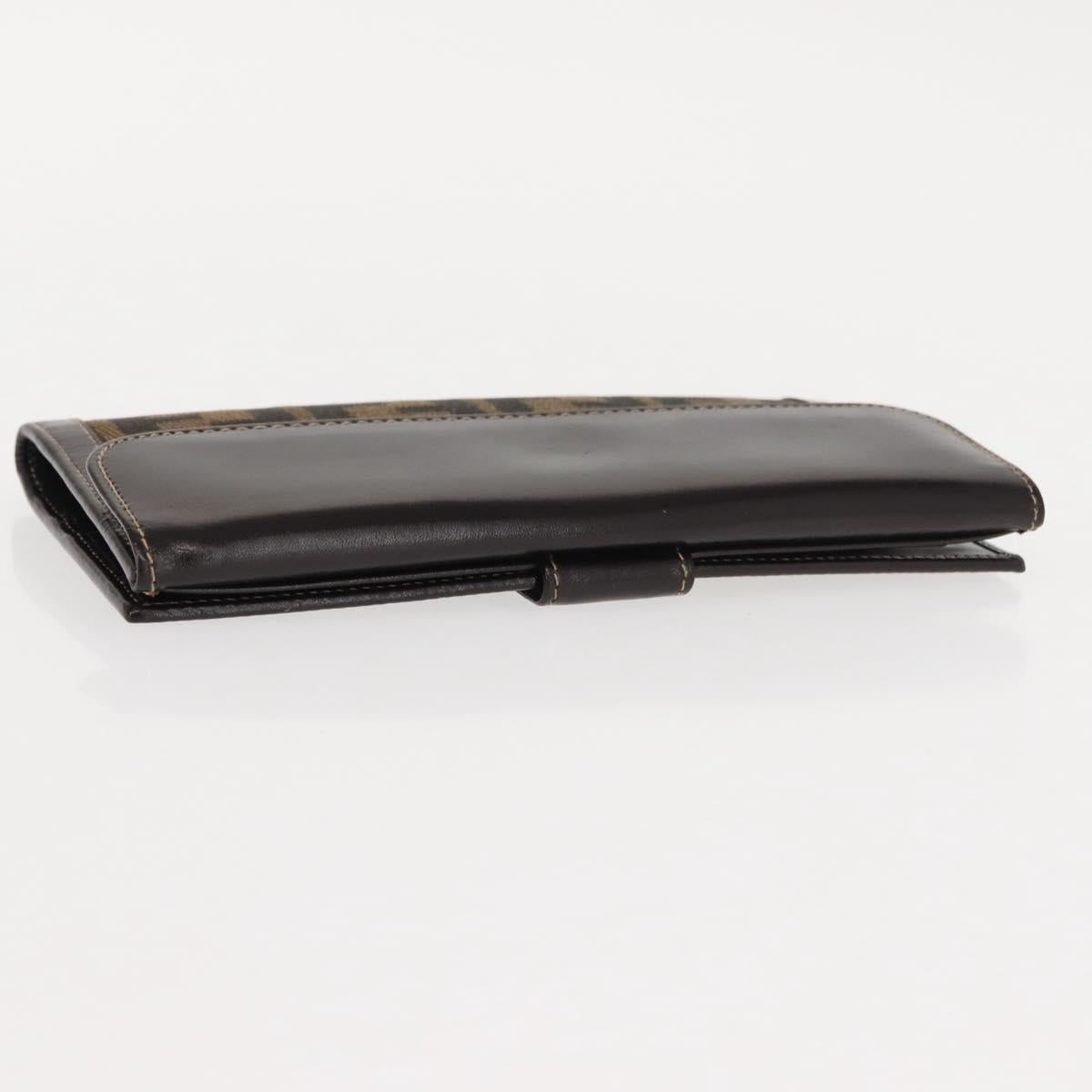 FENDI Zucca Canvas Long Wallet Black Brown
