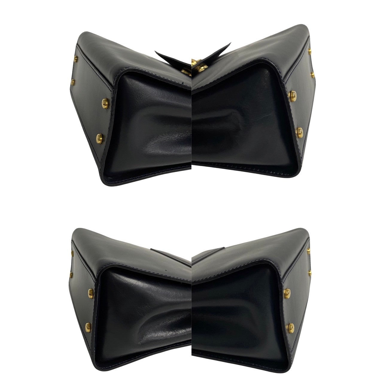 CELINE Shoulder Bag leather black Star ball Women Used Authentic