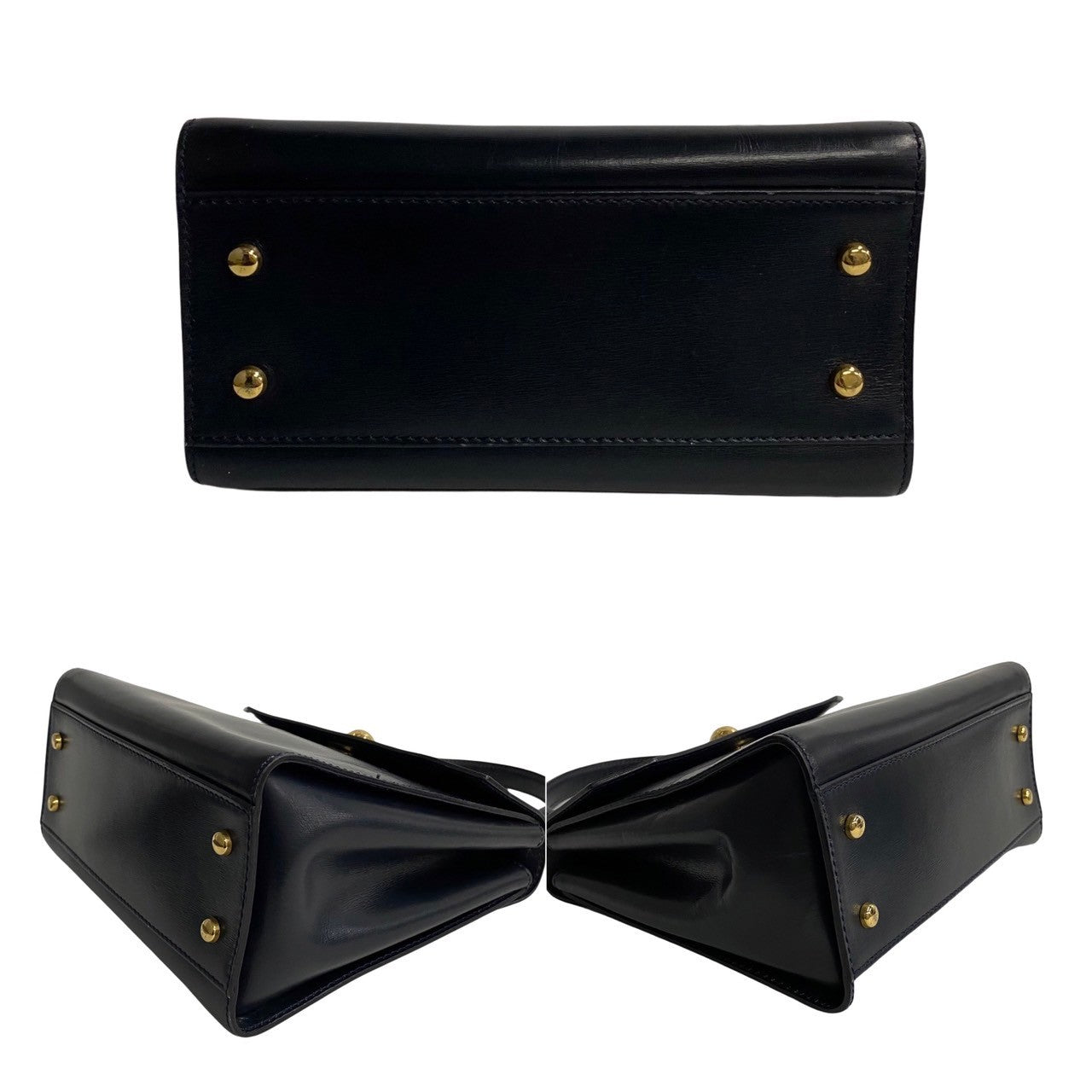 CELINE Shoulder Bag leather black Star ball Women Used Authentic