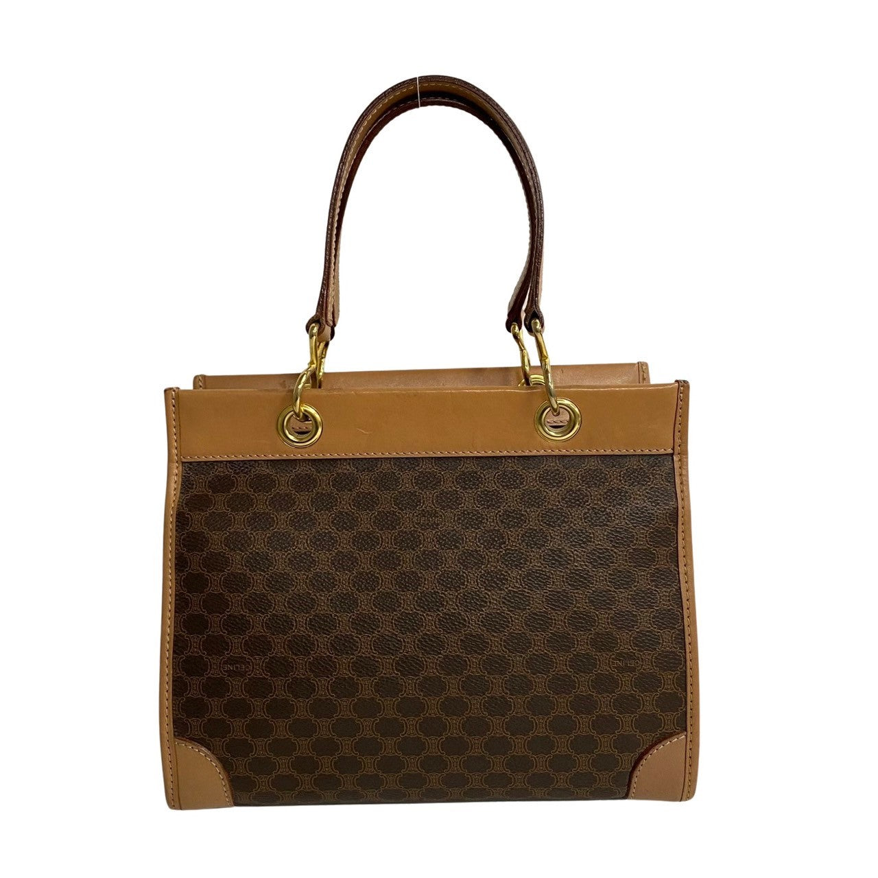 CELINE Handbag Leather, PVC Brown Macadam Blason Triomphe Women(Unisex) Used Authentic