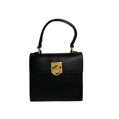 CELINE Handbag leather black ring Women Used Authentic