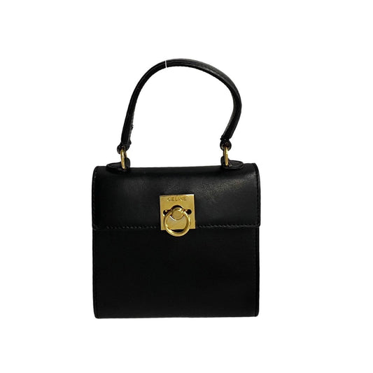 CELINE Handbag leather black ring Women Used Authentic