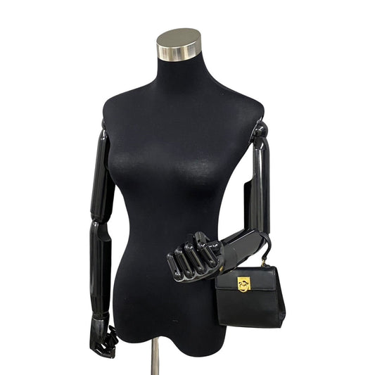 CELINE Handbag leather black ring Women Used Authentic