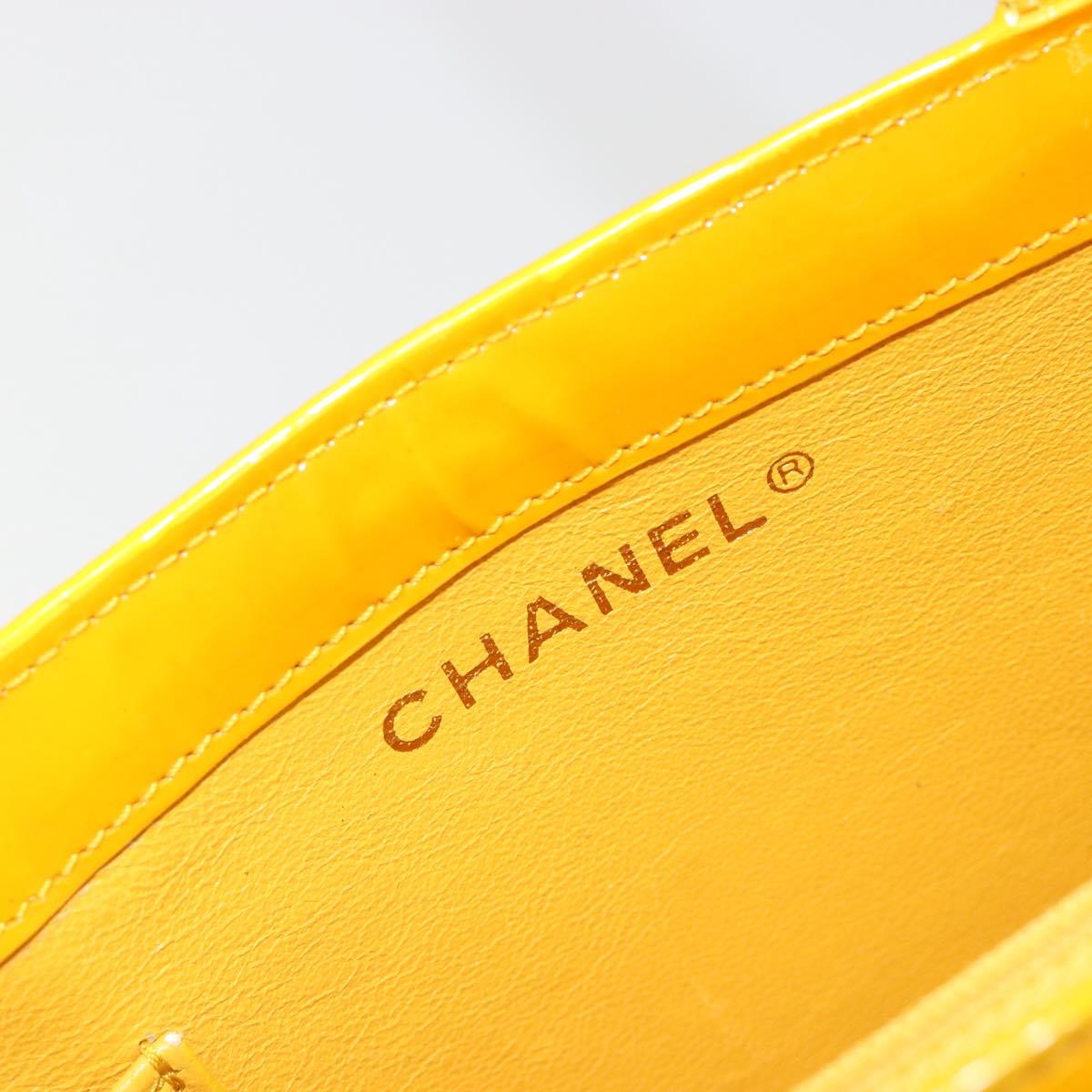 CHANEL Tote Bag Patent Leather Orange CC