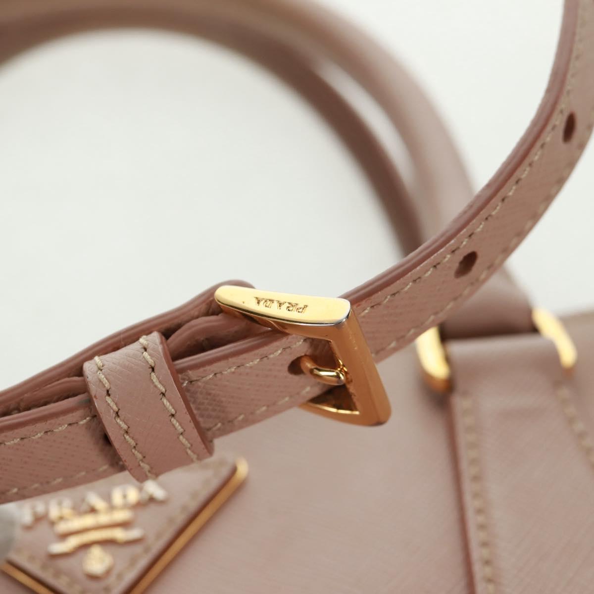 PRADA Two Way Hand Bag Saffiano Leather Pink Gold