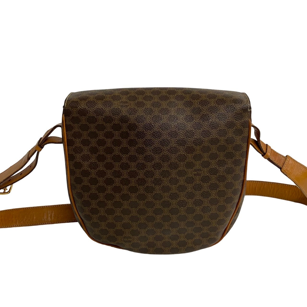 CELINE Shoulder Bag Leather, PVC Brown Macadam Women Used Authentic