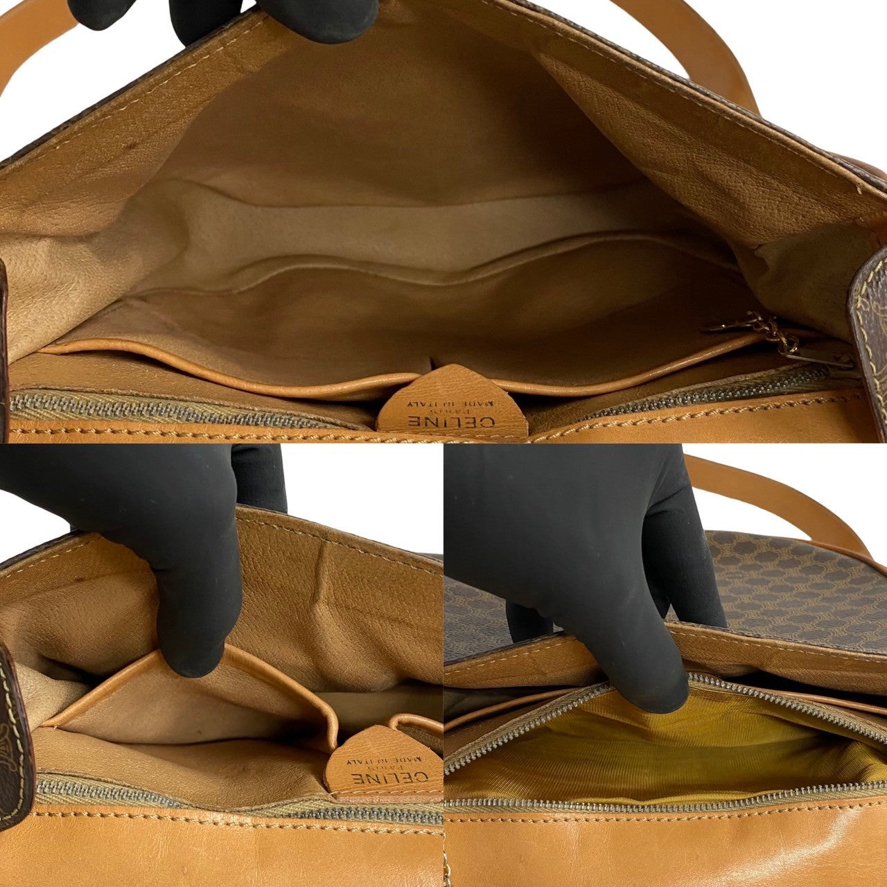 CELINE Shoulder Bag Leather, PVC Brown Macadam Women Used Authentic