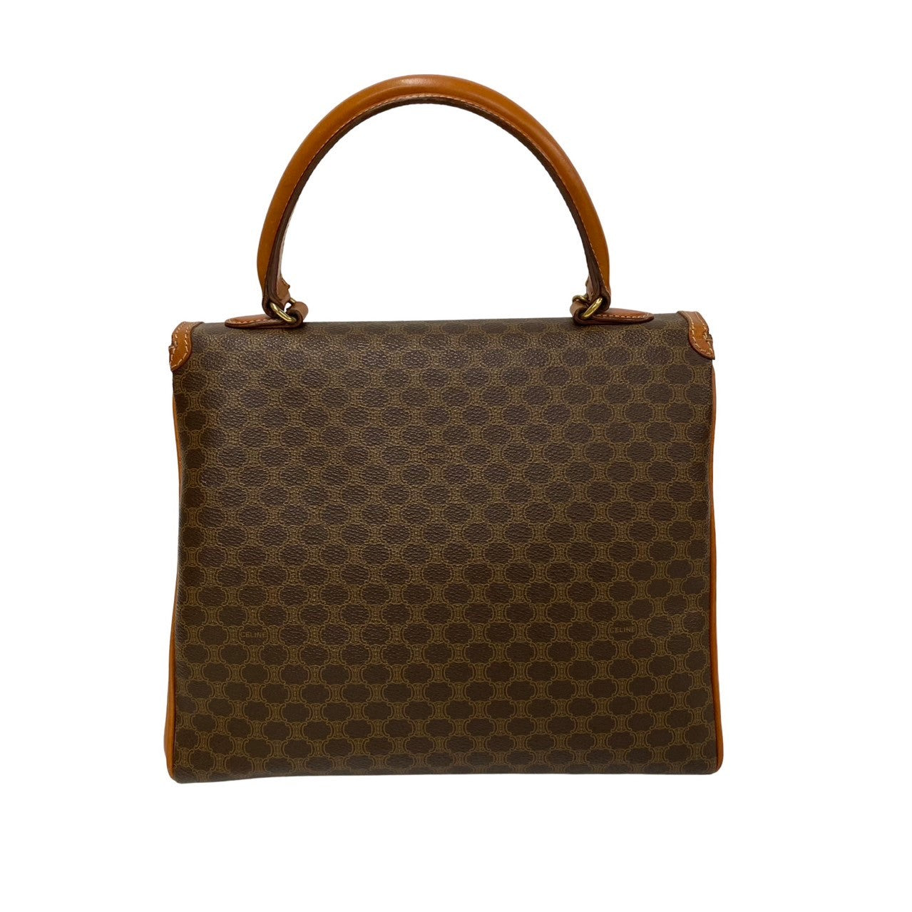 CELINE Handbag Leather, PVC Brown Macadam Blason Triomphe Pattern logo ring Metal Women(Unisex) Used Authentic