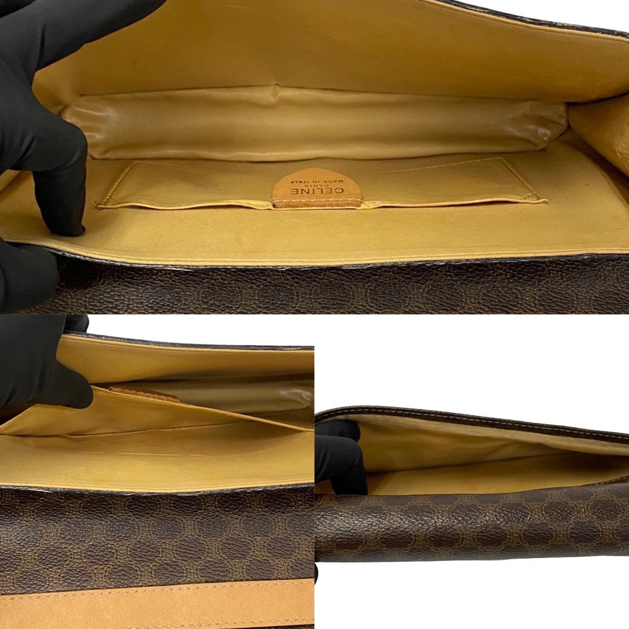CELINE Shoulder Bag Leather, PVC Brown Macadam Blason Triomphe Pattern Women Used Authentic