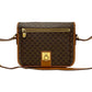 CELINE Shoulder Bag Leather, PVC Brown Macadam Blason Triomphe Pattern logo ring Metal Women Used Authentic