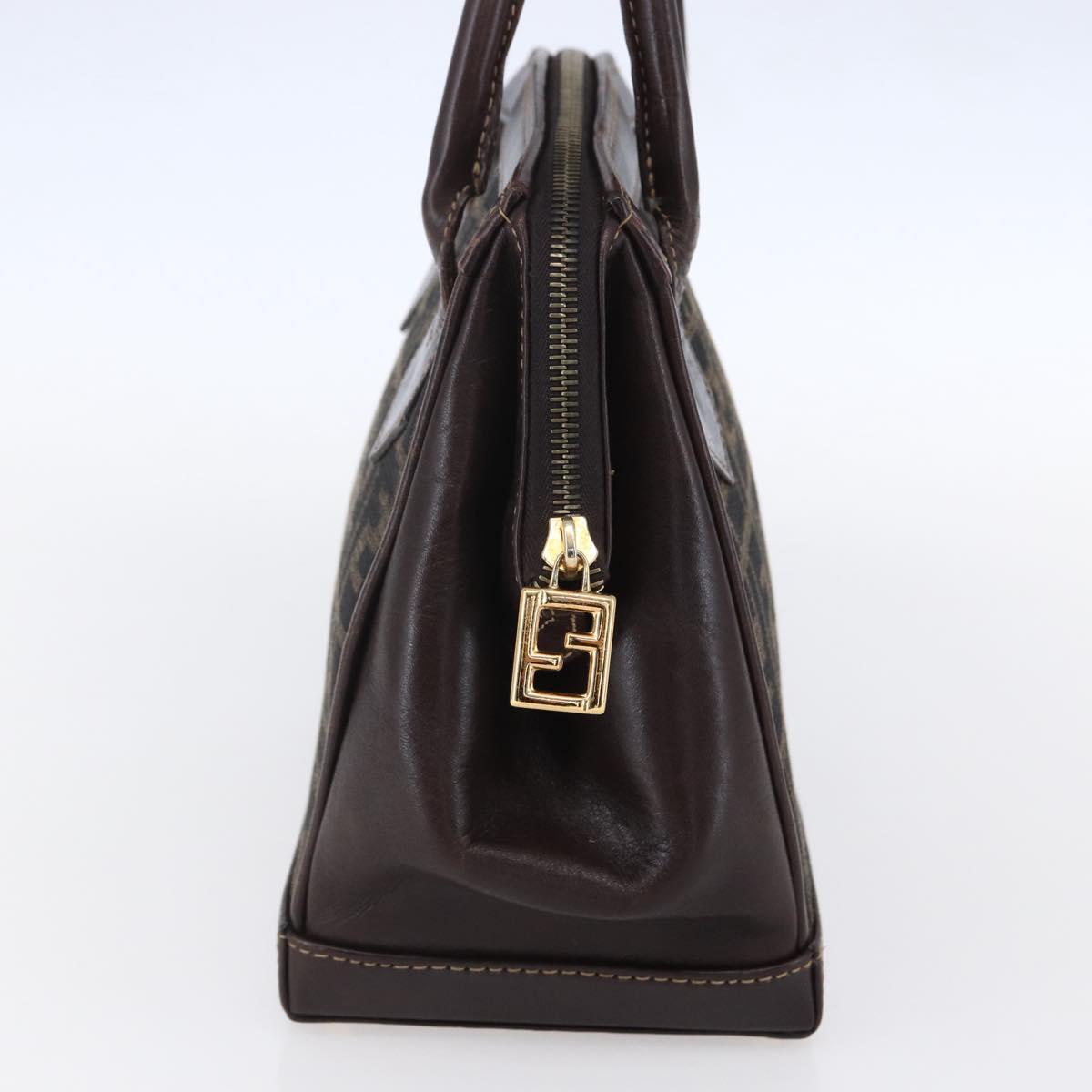 FENDI Zucca Canvas Hand Bag Black Brown Auth