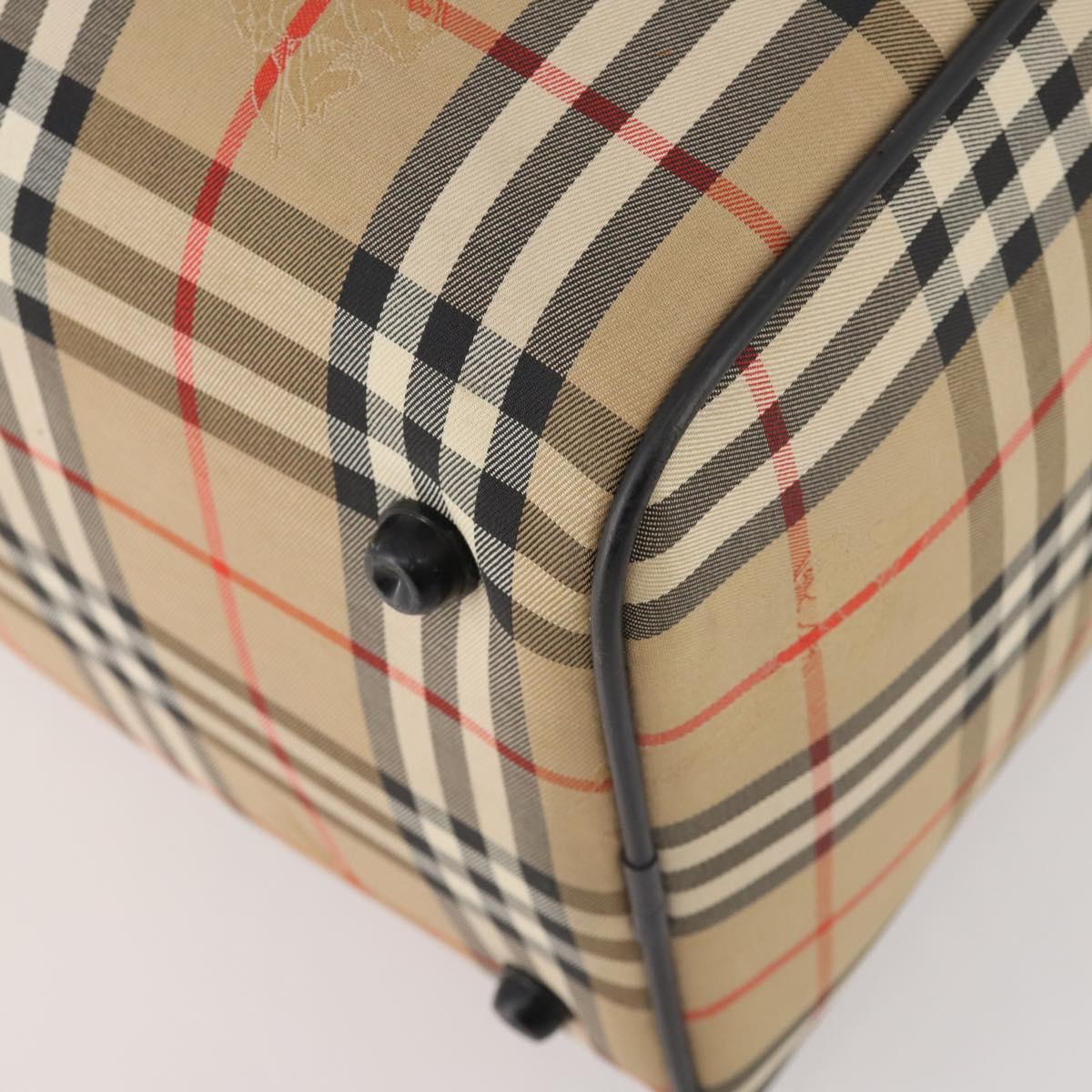 Burberrys Nova Check Boston Bag Canvas Brown Gold