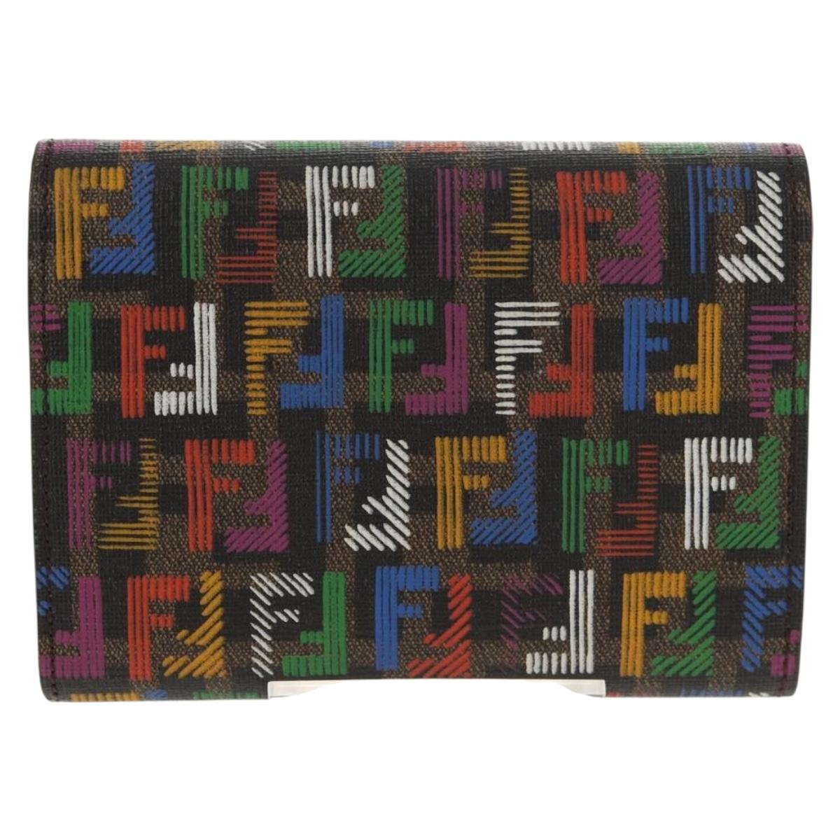 FENDI Zucca Canvas T rifold Wallet Multicolor Gold