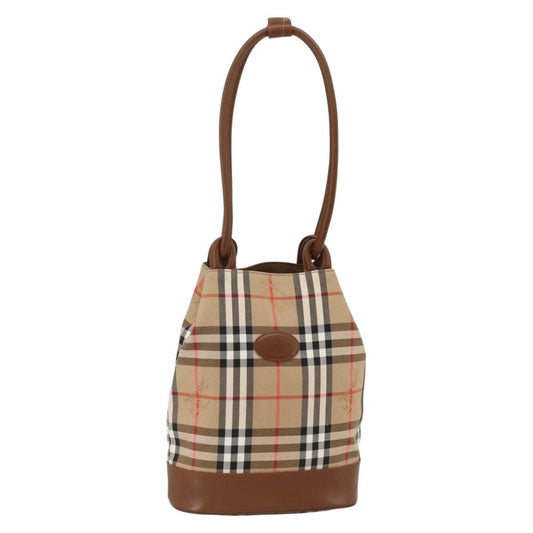 Burberrys Nova Check Shoulder Bag Canvas Beige Gold