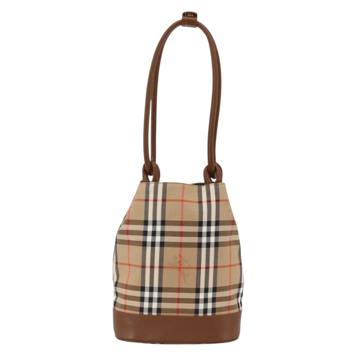 Burberrys Nova Check Shoulder Bag Canvas Beige Gold