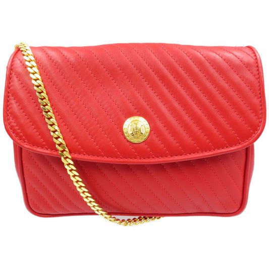 CELINE Shoulder Bag leather Red vintage Women Used Authentic