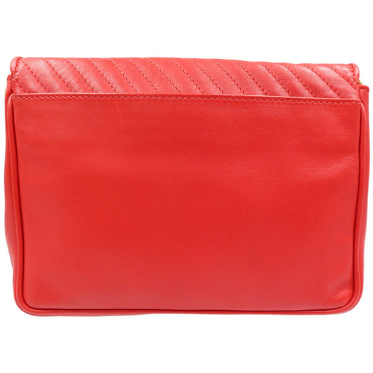 CELINE Shoulder Bag leather Red vintage Women Used Authentic