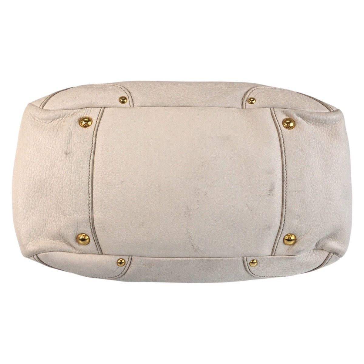 PRADA Tote Bag leather White Ivory Gold Metal Tote Bag Shoulder Bag 2way Vitterodino Women Used Authentic