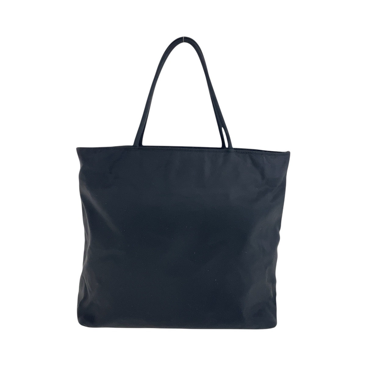 PRADA Tote Bag Nylon Black SilverMetal Tote Bag Shoulder Bag Test Triangle With logo Women Used Authentic