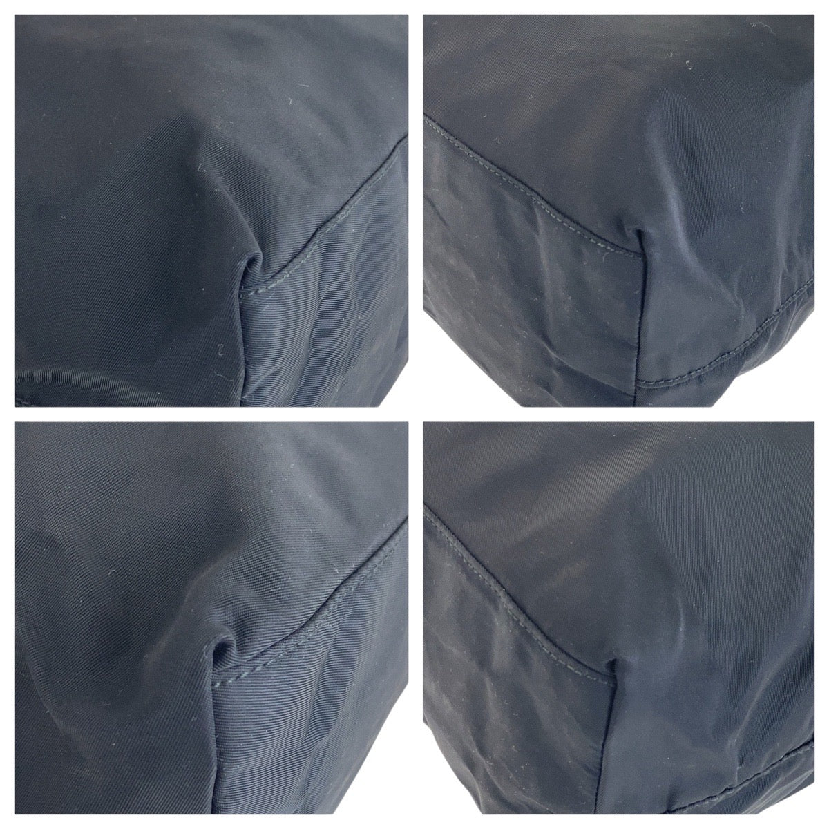 PRADA Tote Bag Nylon Black SilverMetal Tote Bag Shoulder Bag Test Triangle With logo Women Used Authentic