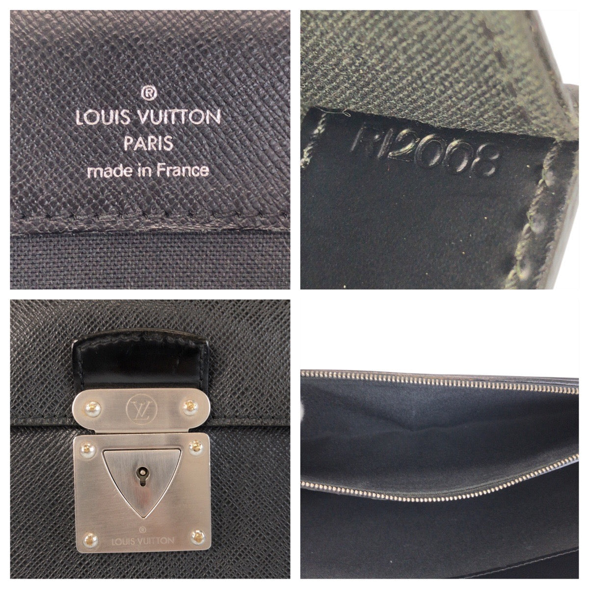 LOUIS VUITTON Business bag M31052 leather Ardoise Black SilverMetal Business bag briefcase Taiga Robusto 1 mens Used Authentic