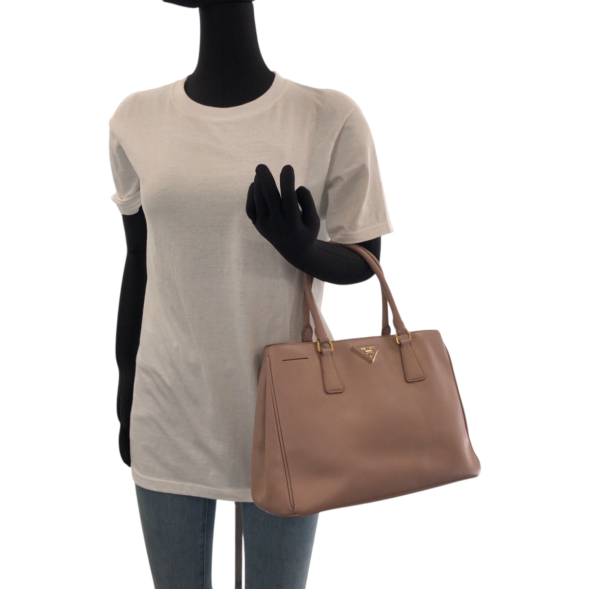 PRADA Tote Bag BN1874 leather Pink Gold Metal Tote Bag Shoulder Bag Handbag 2way Safiano Galilee Women Used Authentic