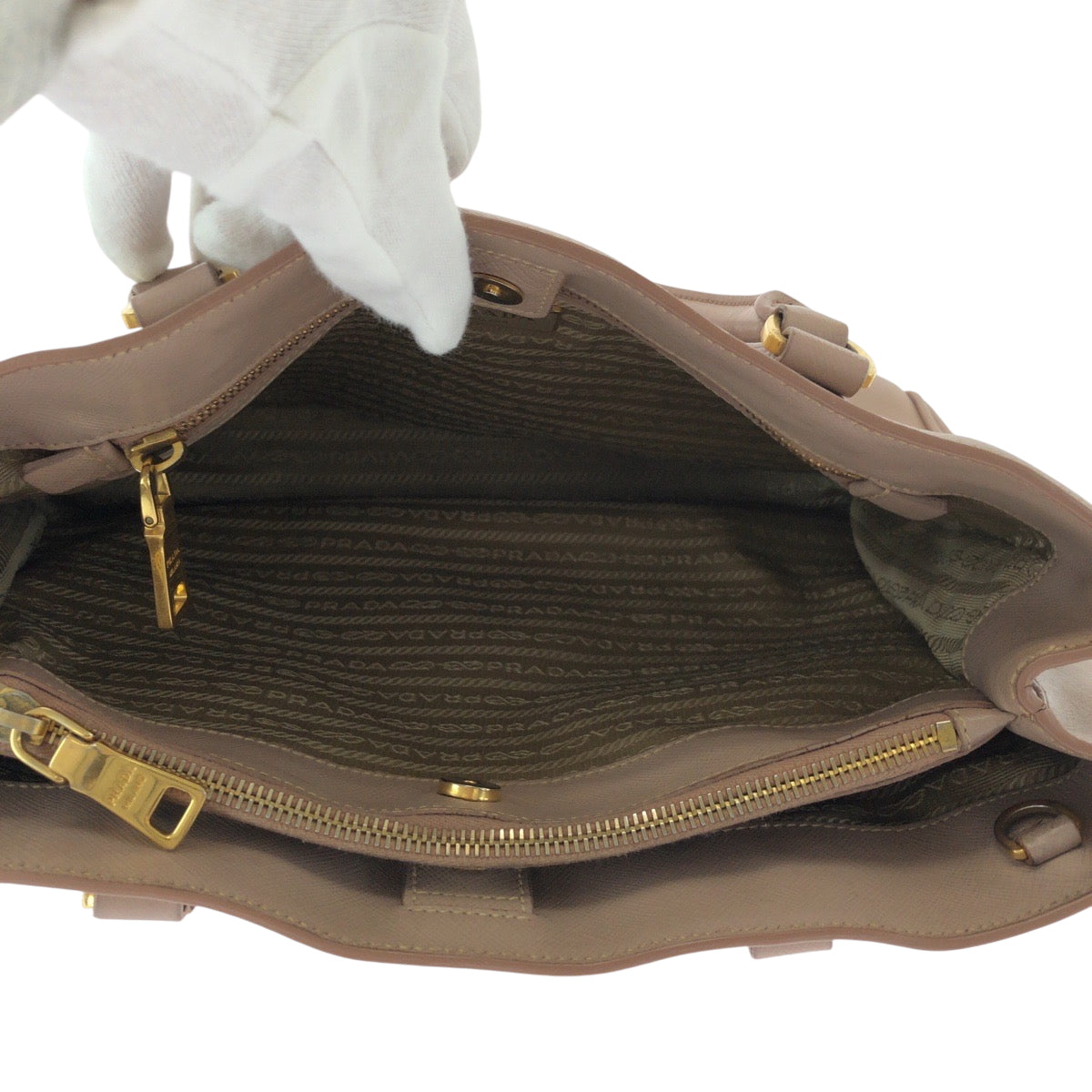 PRADA Tote Bag BN1874 leather Pink Gold Metal Tote Bag Shoulder Bag Handbag 2way Safiano Galilee Women Used Authentic