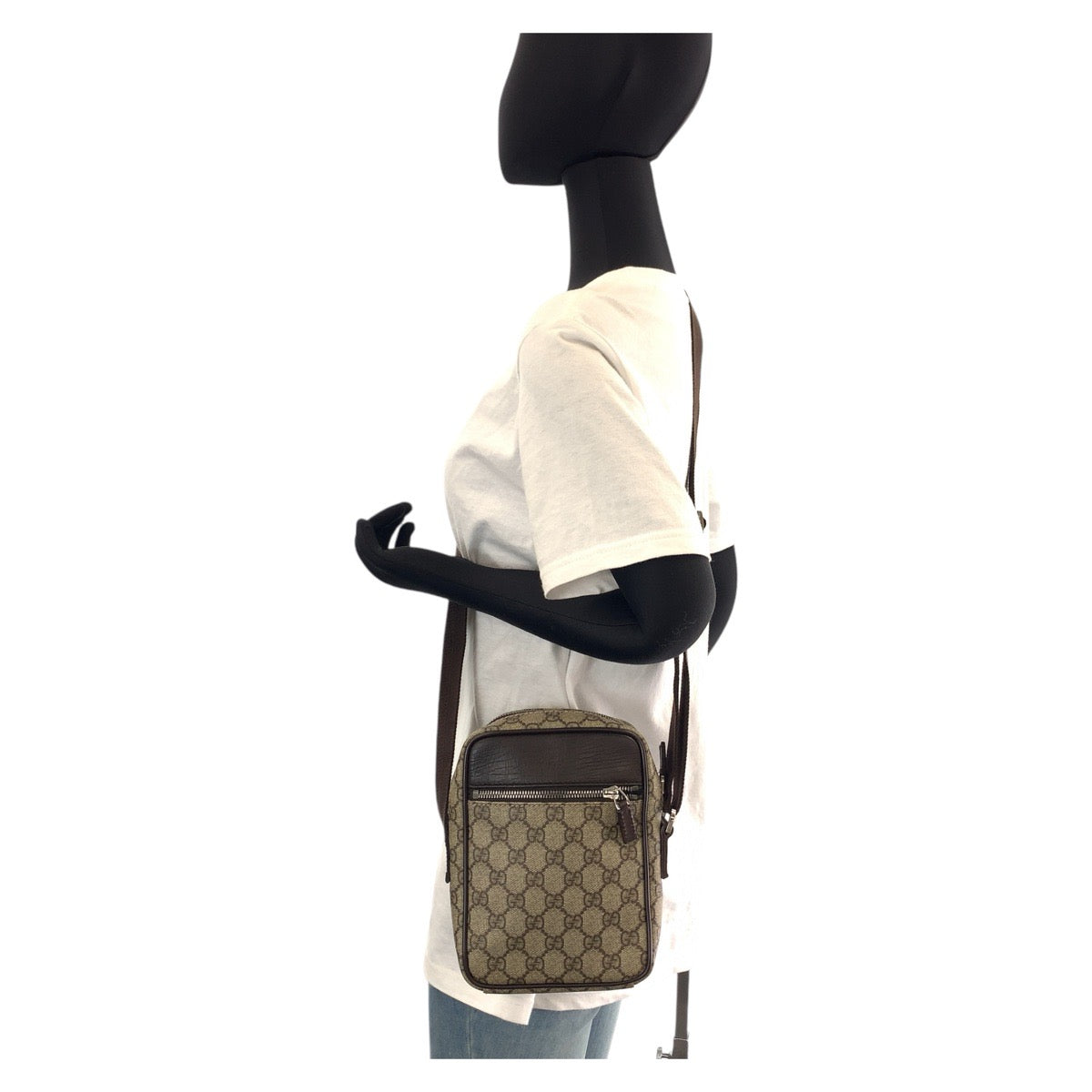 GUCCI Shoulder Bag 101680 GG Supreme canvas, leather Beige brown Shoulder Bag pochette Women Used Authentic