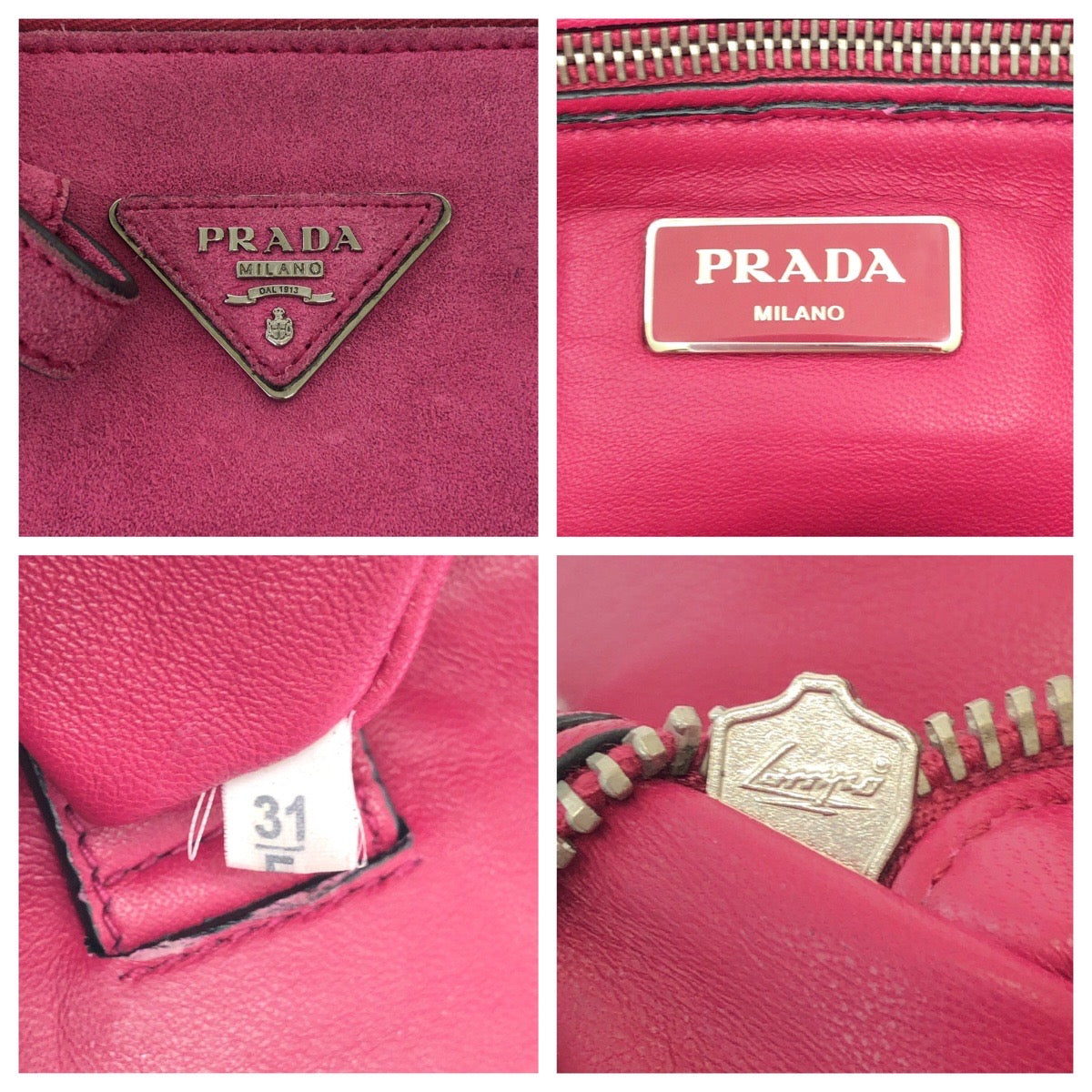PRADA Tote Bag BN2625 Suede Pink SilverMetal Tote Bag Shoulder Bag Handbag Triangle With logo Women Used Authentic