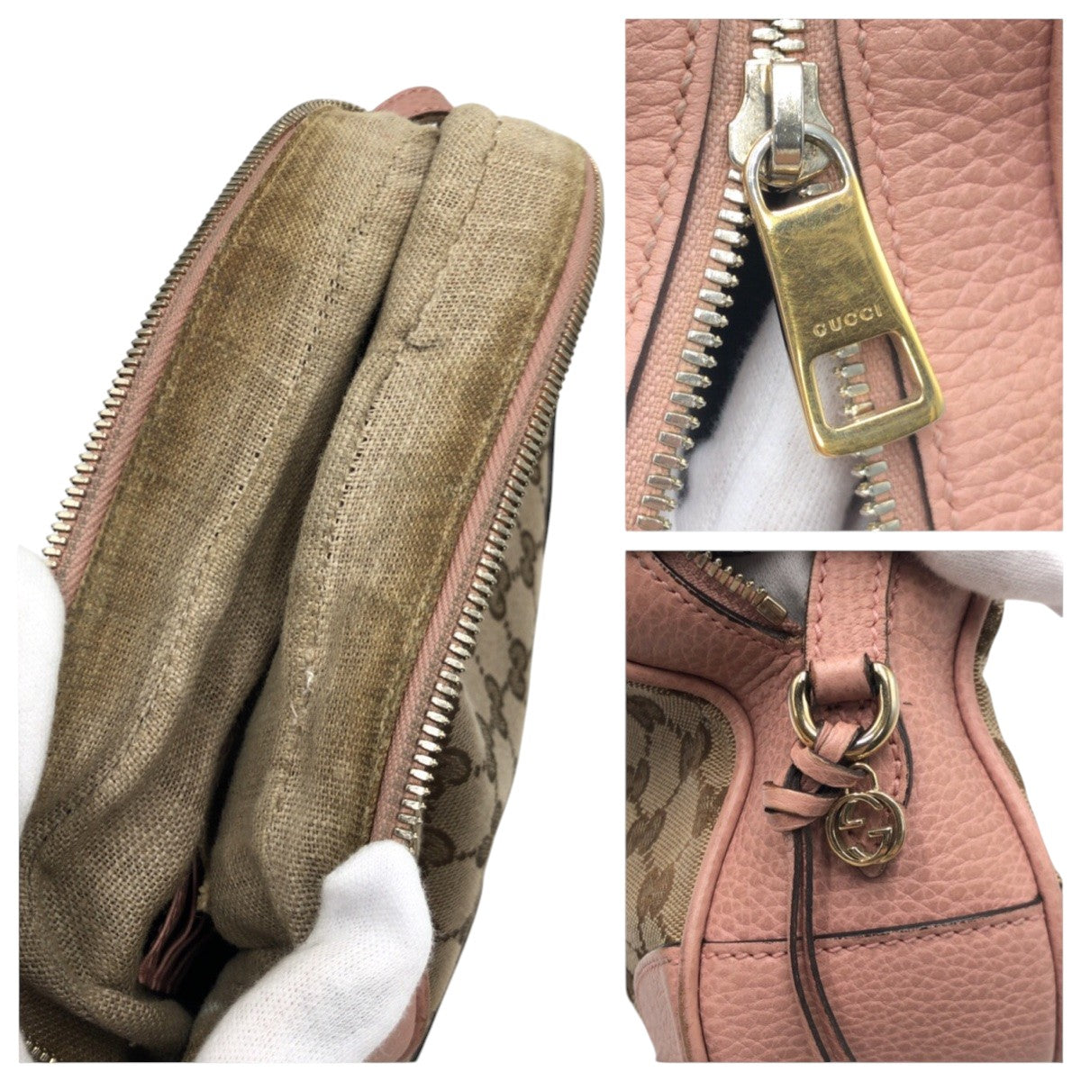 GUCCI Shoulder Bag 449413 GG canvas Pink Beige Brown GG pattern