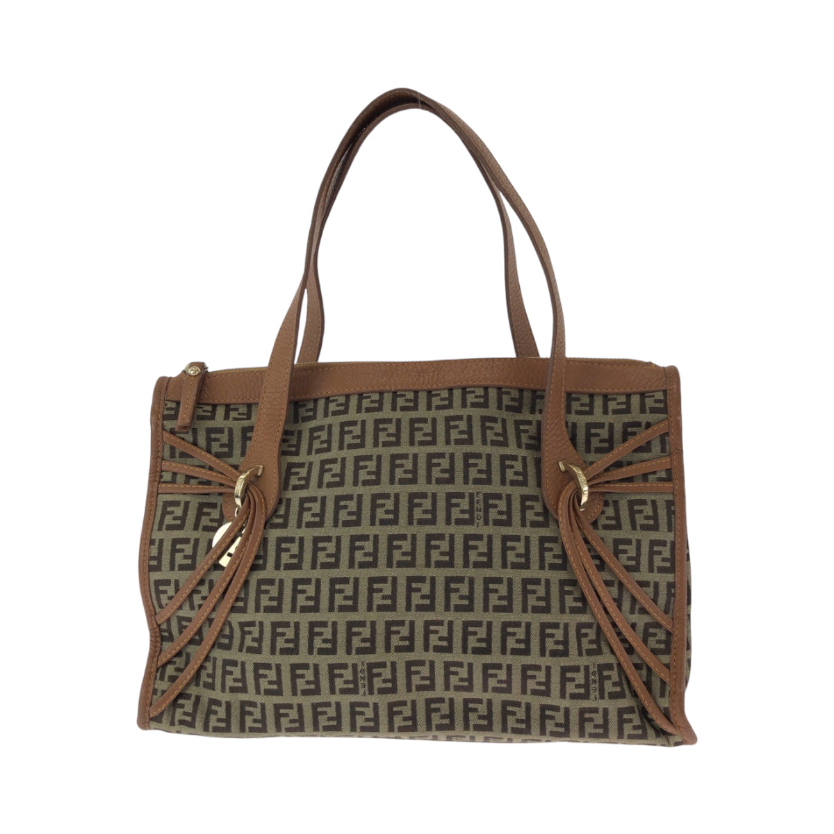 FENDI Tote Bag 8BL070 Canvas, Leather Brown Tote Bag handbag Zucchino Women Used Authentic