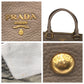 PRADA Tote Bag leather Beige Gold Metal Tote Bag handbag Vitterodino Women Used Authentic