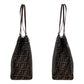 FENDI Tote Bag Canvas, Leather Brown Silver Metal Tote Bag Shoulder Bag Zucca Women Used Authentic