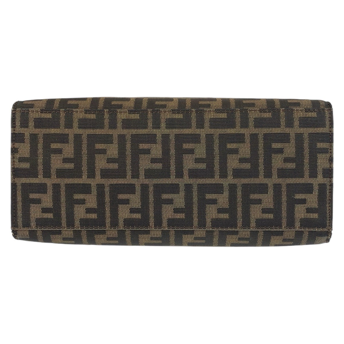 FENDI Tote Bag Canvas, Leather Brown Silver Metal Tote Bag Shoulder Bag Zucca Women Used Authentic