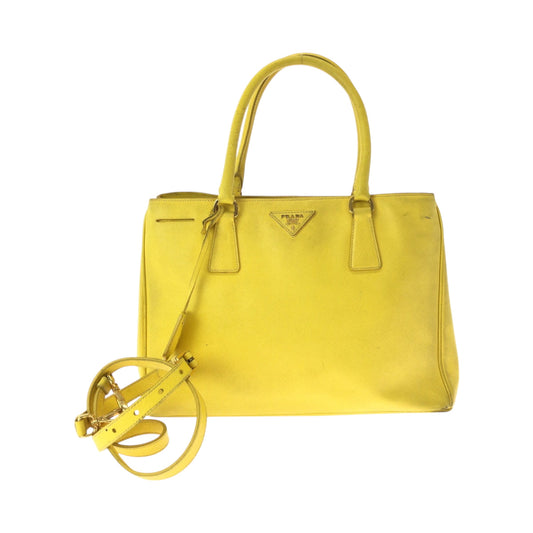 PRADA Shoulder Bag BN1874 leather Yellow Gold Metal Shoulder Bag Handbag 2way Safiano Women Used Authentic
