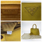 PRADA Shoulder Bag BN1874 leather Yellow Gold Metal Shoulder Bag Handbag 2way Safiano Women Used Authentic