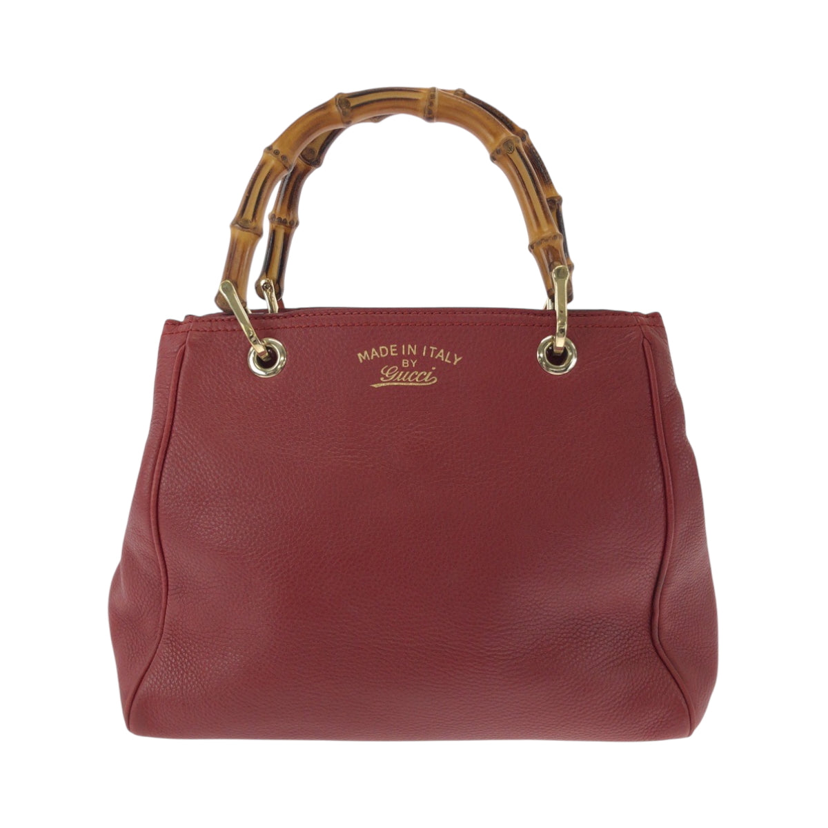 GUCCI Handbag 336032 leather Red brown Handbag Tote Bag Bamboo Women Used Authentic