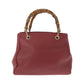 GUCCI Handbag 336032 leather Red brown Handbag Tote Bag Bamboo Women Used Authentic