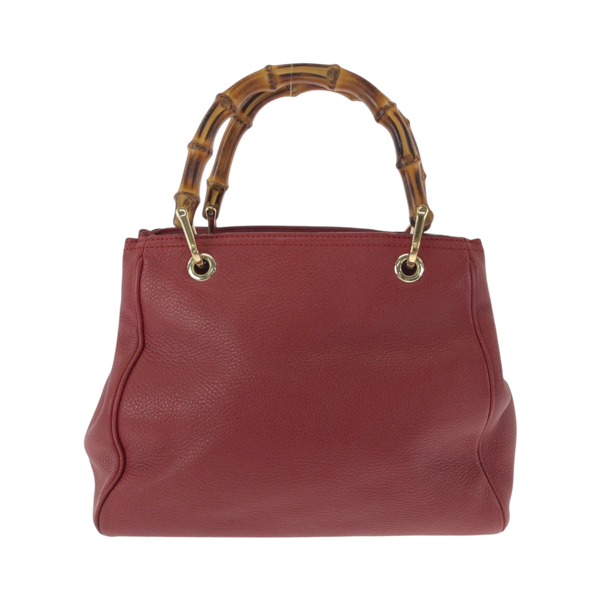 GUCCI Handbag 336032 leather Red brown Handbag Tote Bag Bamboo Women Used Authentic