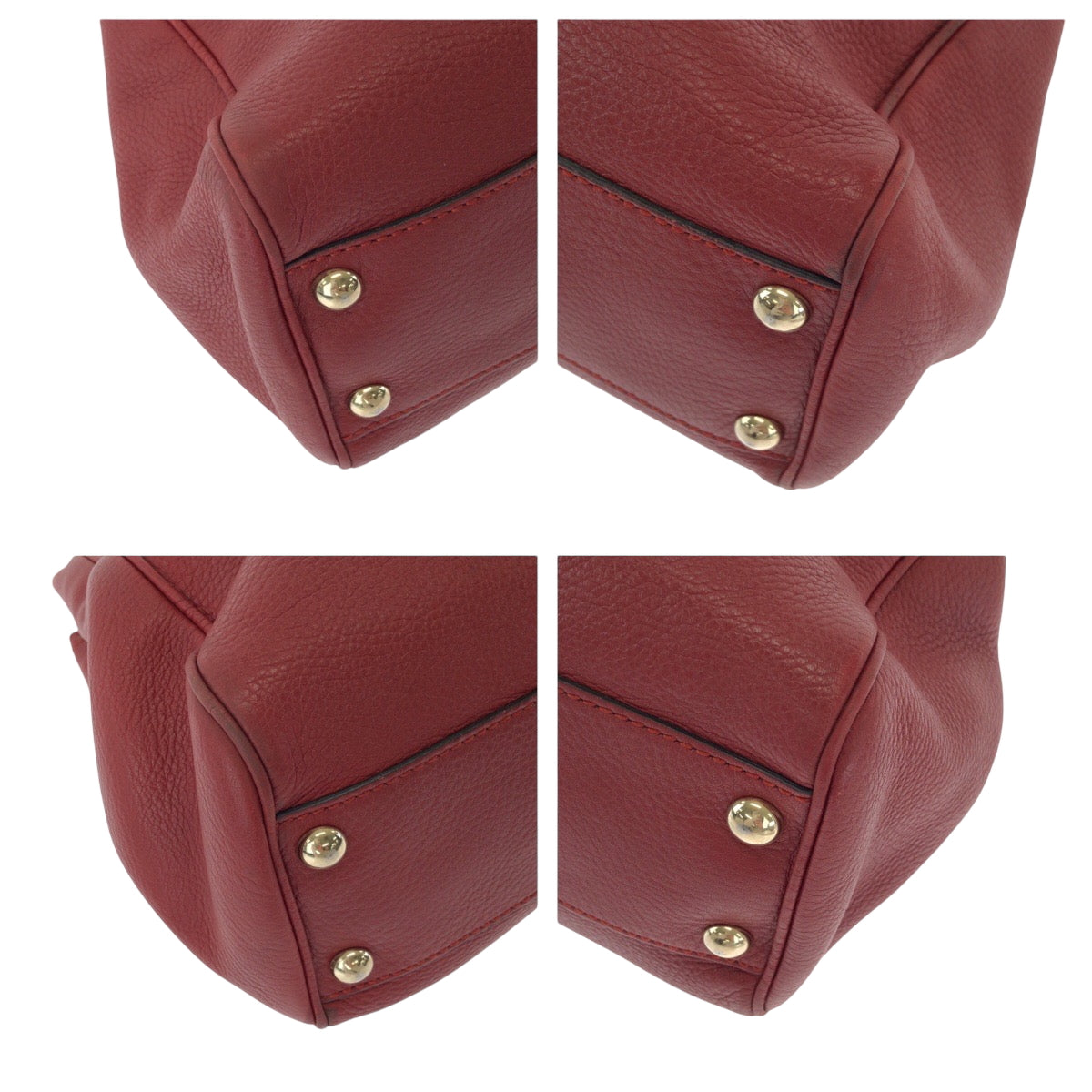 GUCCI Handbag 336032 leather Red brown Handbag Tote Bag Bamboo Women Used Authentic