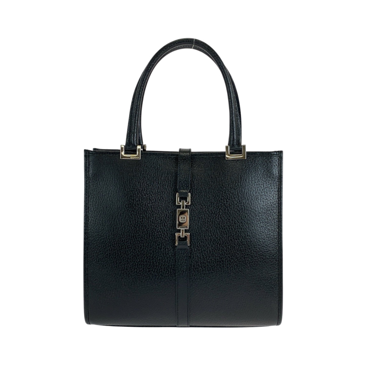 GUCCI Tote Bag 002 1065 leather Black SilverMetal Tote Bag handbag Jackie Women Used Authentic
