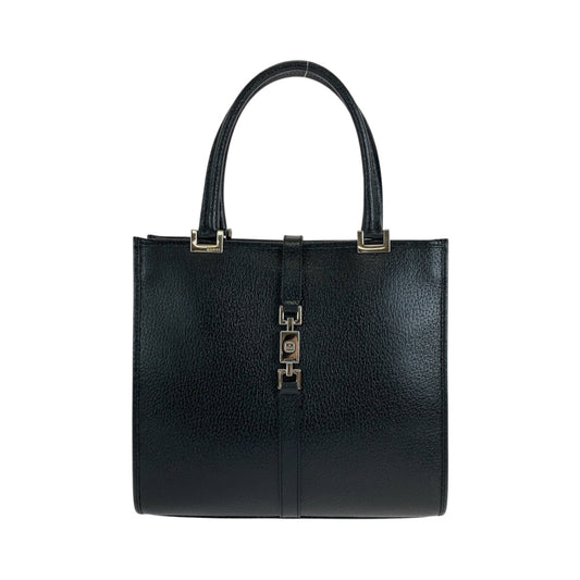 GUCCI Tote Bag 002 1065 leather Black SilverMetal Tote Bag handbag Jackie Women Used Authentic