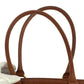 BURBERRY Tote Bag Canvas, Leather Brown Check Pattern Women Used Authentic