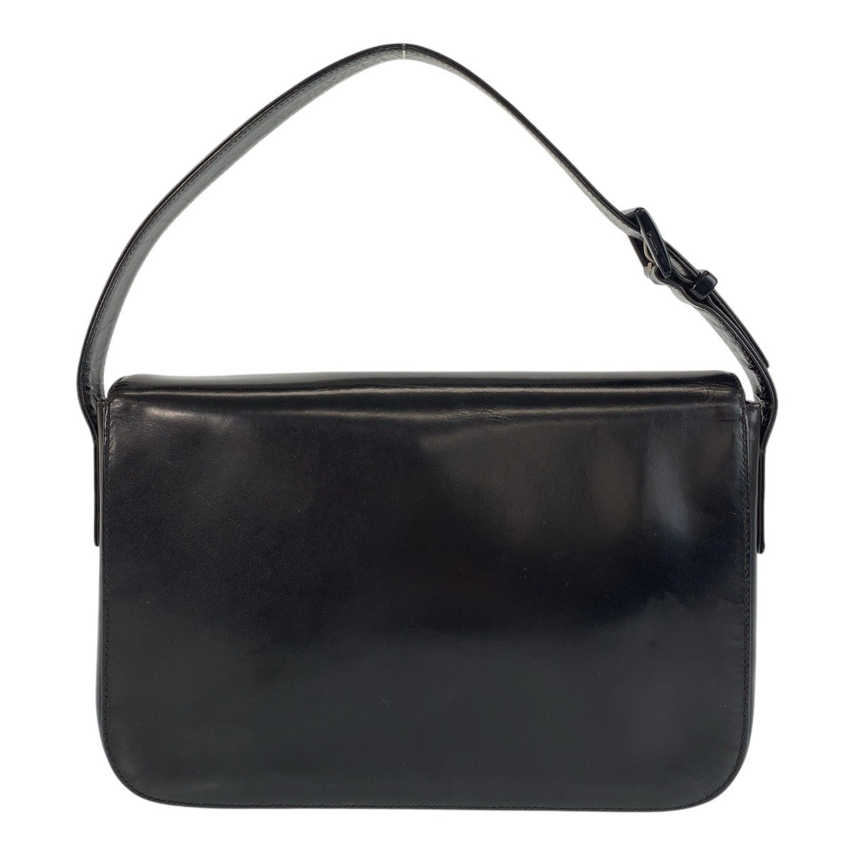 PRADA Shoulder Bag leather Black Silver Metal Shoulder Bag handbag Women Used Authentic