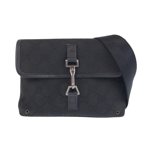 GUCCI Sling bag 92543 GG canvas Black SilverMetal Sling bag Bum bag Women Used Authentic