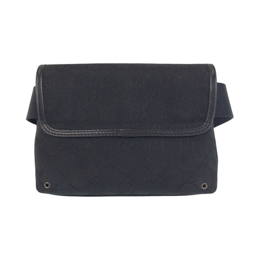GUCCI Sling bag 92543 GG canvas Black SilverMetal Sling bag Bum bag Women Used Authentic