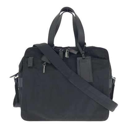 PRADA Shoulder Bag Nylon Black SilverMetal Shoulder Bag Business Bag 2way Test Triangle With logo mens Used Authentic
