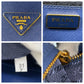 PRADA Handbag leather Blue GoldMetal Handbag Shoulder Bag 2way Safiano Women Used Authentic