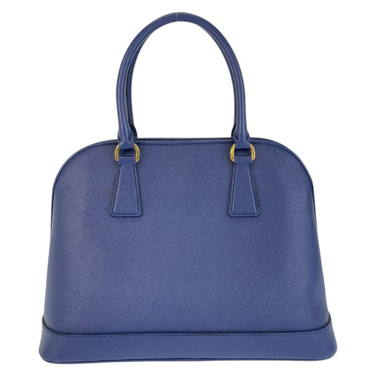 PRADA Handbag leather Blue GoldMetal Handbag Shoulder Bag 2way Safiano Women Used Authentic