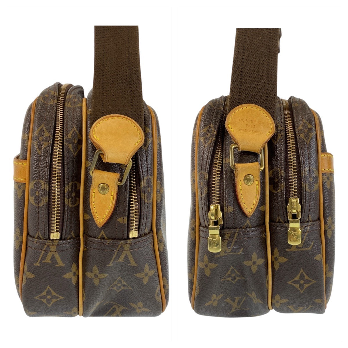 LOUIS VUITTON Shoulder Bag M45254 PVC Brown Gold Metal Shoulder Bag Messenger bag Monogram Reporter PM Women Used Authentic